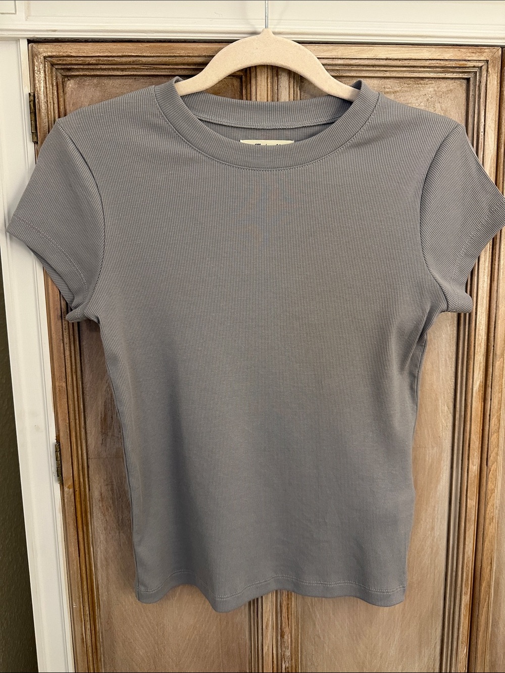 Madewell Short Sleeve Ribbed Tee in Gray